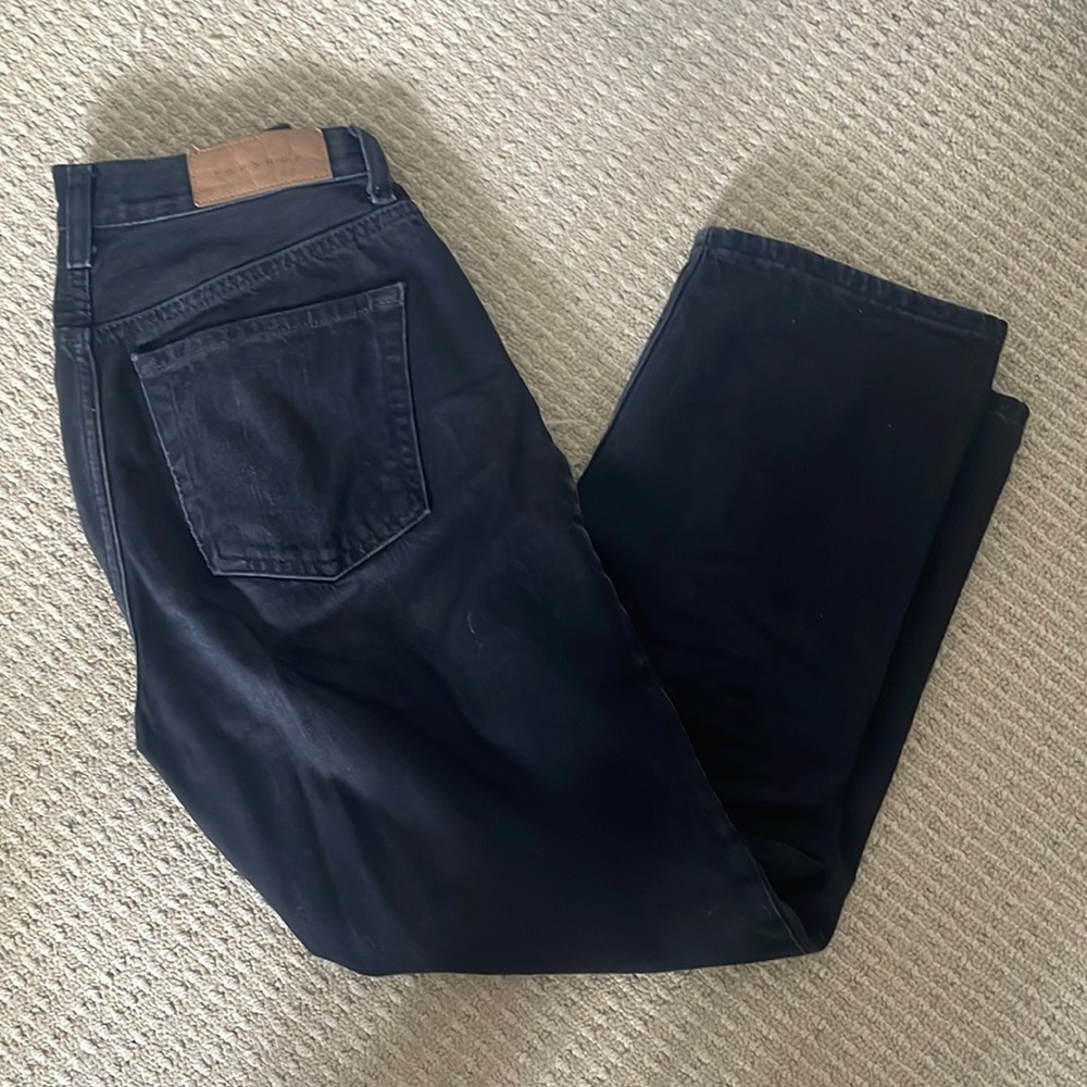 💌 black {topshop} cropped straight jeans